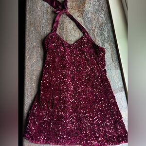 Cider Burgundy Sequin Mini Dress